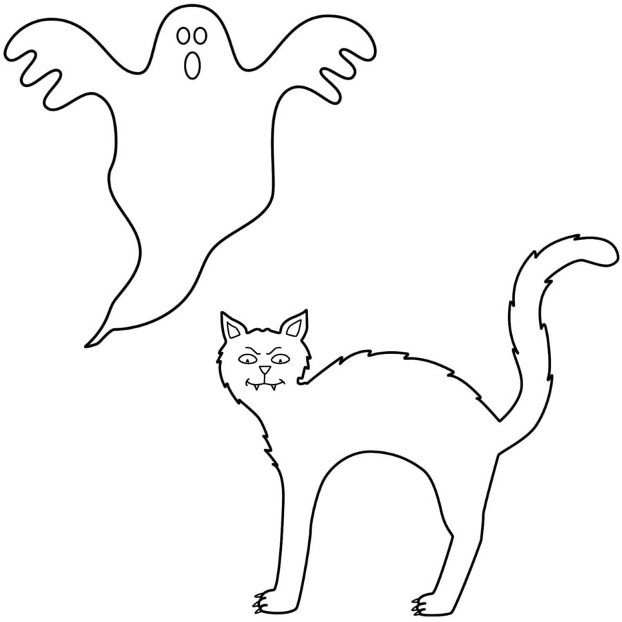 Dibujos de Gato en Halloween para Colorear
