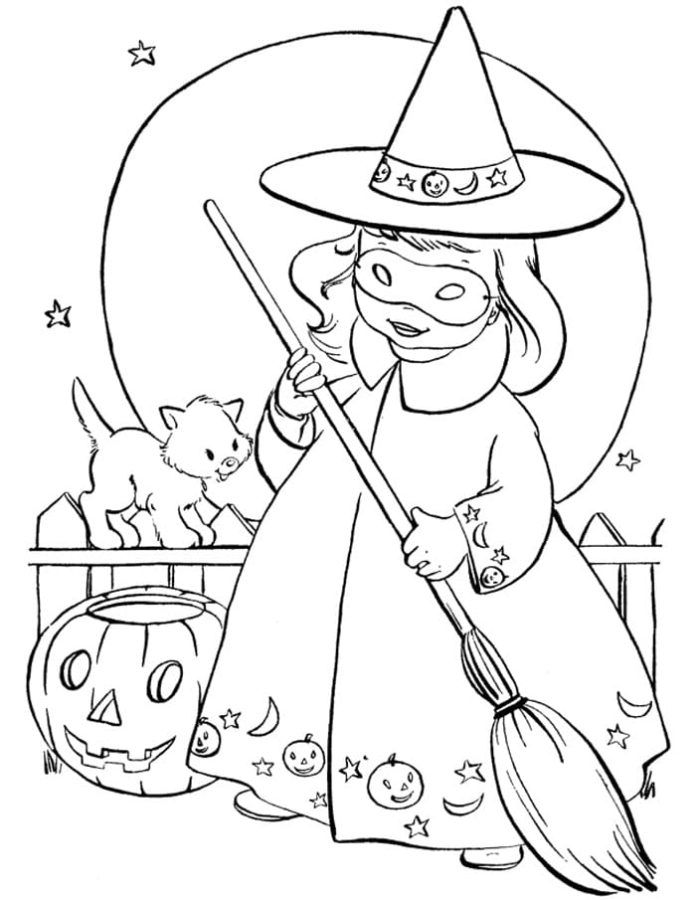 Dibujos de Gato en Halloween para Colorear