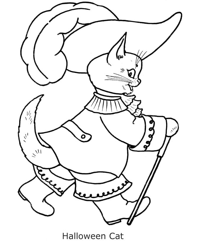 Dibujos de Gato en Halloween para Colorear