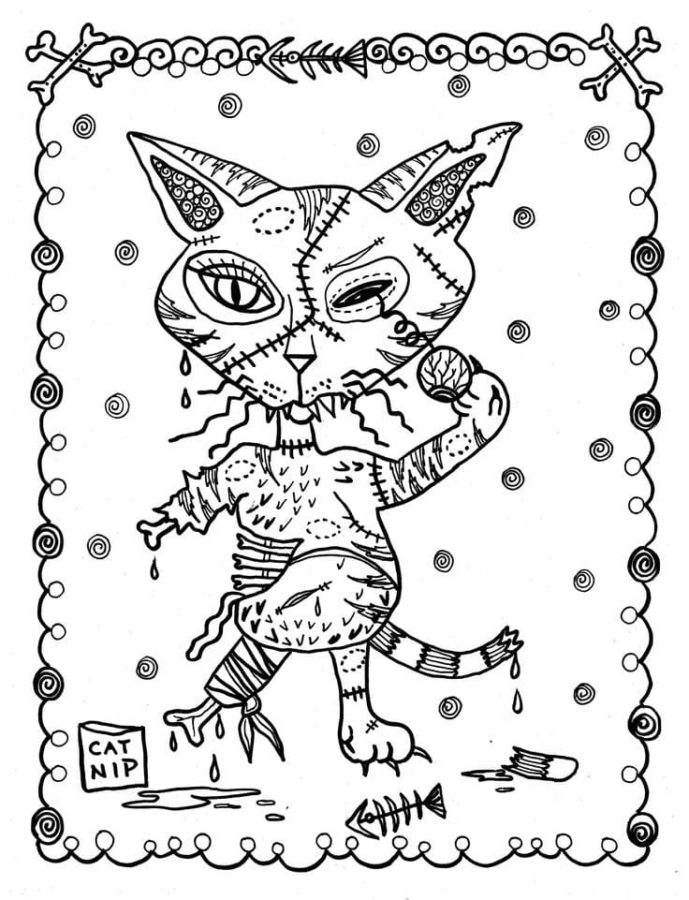 Dibujos de Gato en Halloween para Colorear