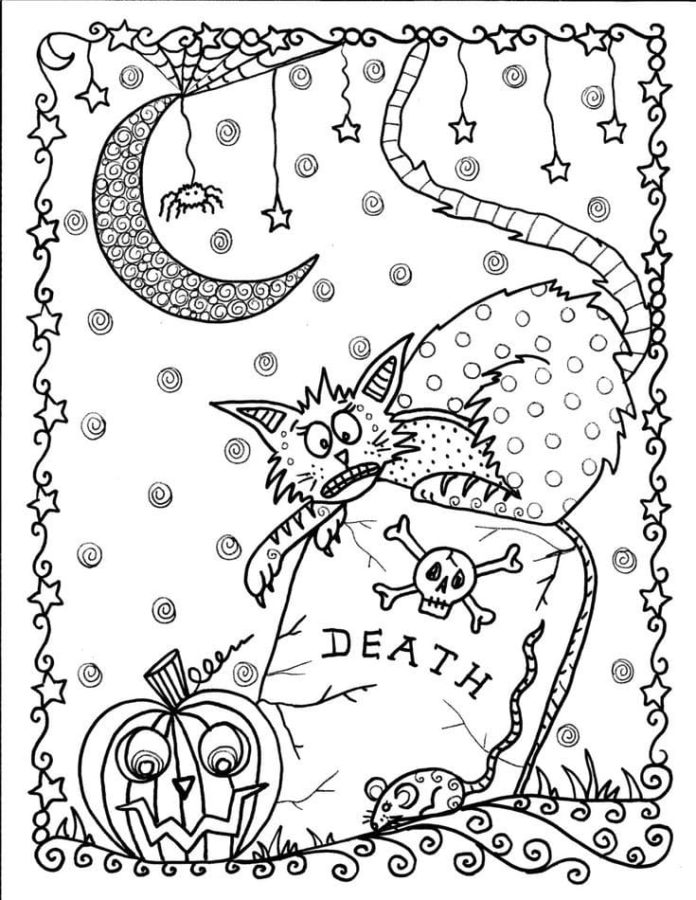 Dibujos de Gato en Halloween para Colorear