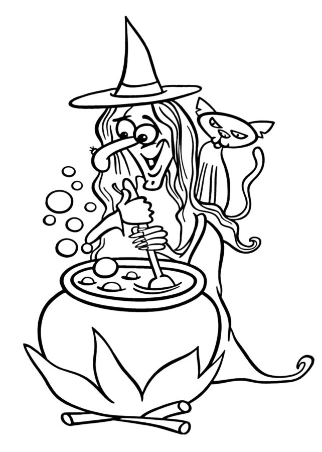 Dibujos de Gato en Halloween para Colorear