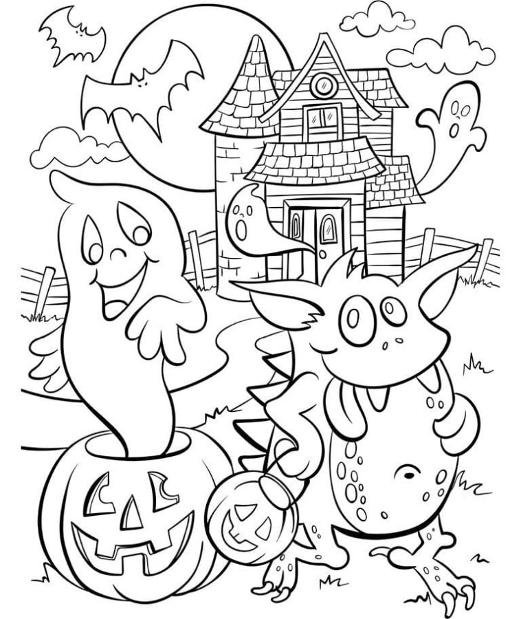 Dibujos de Gato en Halloween para Colorear