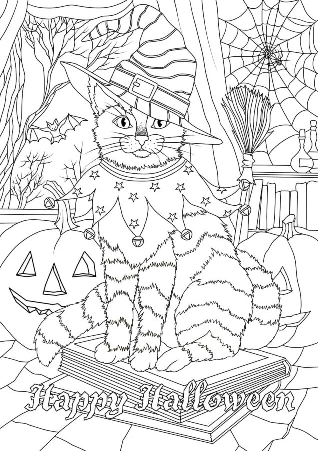 Dibujos de Gato en Halloween para Colorear
